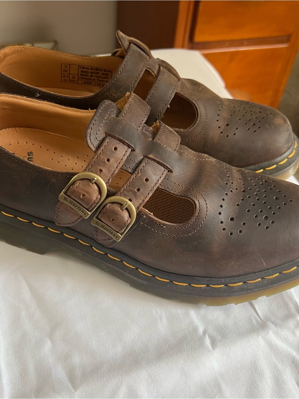 Dr. Martens Brown Double-Strap Leather Mary Jane Shoes - Picture 3 of 6
